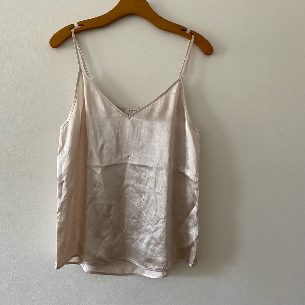 Aritzia champagne color silky vneck camisole